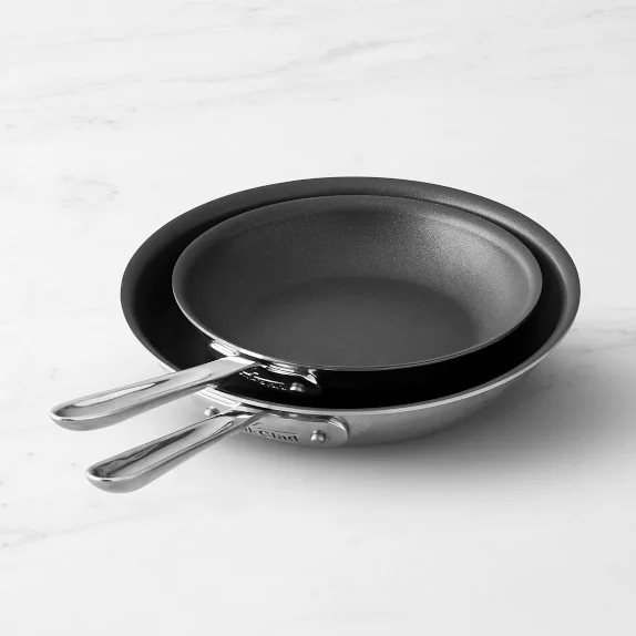 All-Clad D5® Polished Stainless-Steel Pro Nonstick Fry Pan, Set of 2